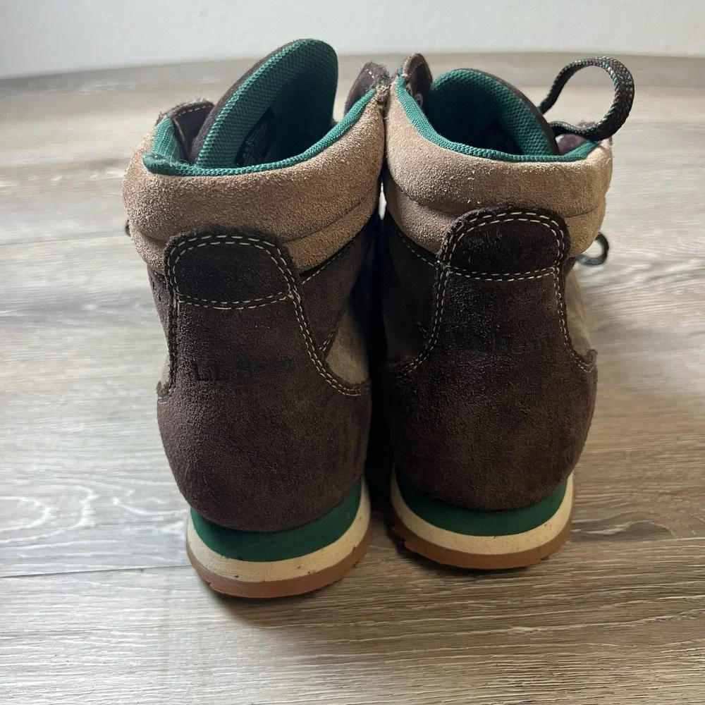 LL Bean Stonington Hiking Boots Mens 8.5 Brown Suede Mid Top D-Ring 507366